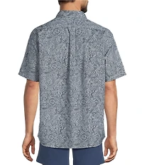 Roundtree & Yorke Short Sleeve Chambray Large Paisley Print Sport Shirt