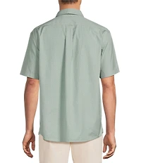 Roundtree & Yorke Short Sleeve Chambray Mini Geo Print Sport Shirt