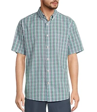 Roundtree & Yorke Short Sleeve Check Pattern Seersucker Sport Shirt