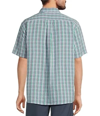 Roundtree & Yorke Short Sleeve Check Pattern Seersucker Sport Shirt