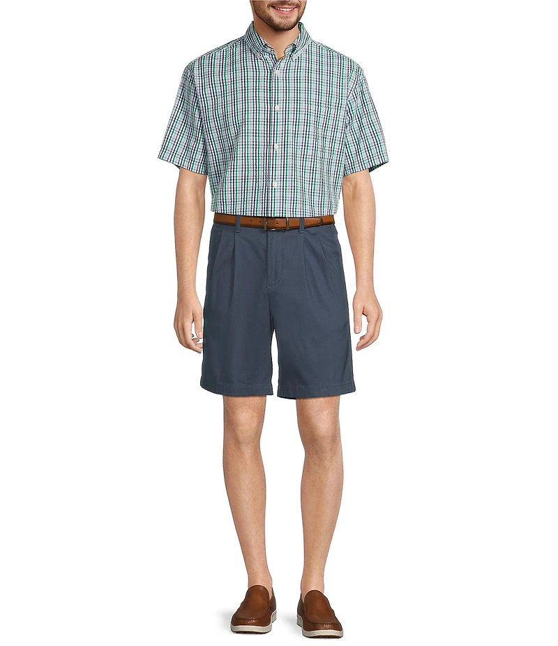 Roundtree & Yorke Short Sleeve Check Pattern Seersucker Sport Shirt