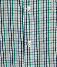 Roundtree & Yorke Short Sleeve Check Pattern Seersucker Sport Shirt