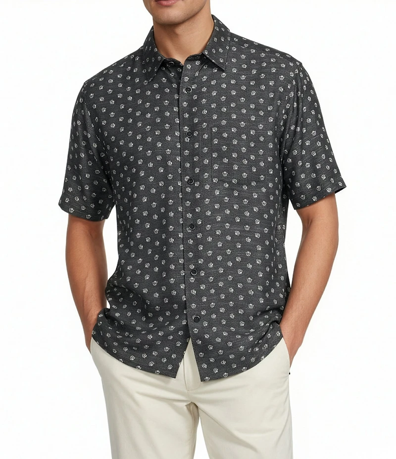 Roundtree & Yorke Short Sleeve Circle Print Hangout Sport Shirt