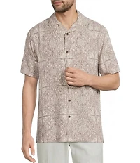 Roundtree & Yorke Short Sleeve Circle Print Polynosic Camp Sport Shirt
