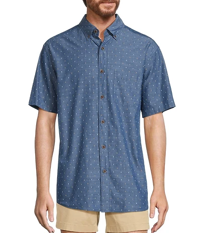 Roundtree & Yorke Short Sleeve Clip Dobby Sport Shirt