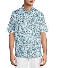 Roundtree & Yorke Short Sleeve Floral Print Button Front Shirt