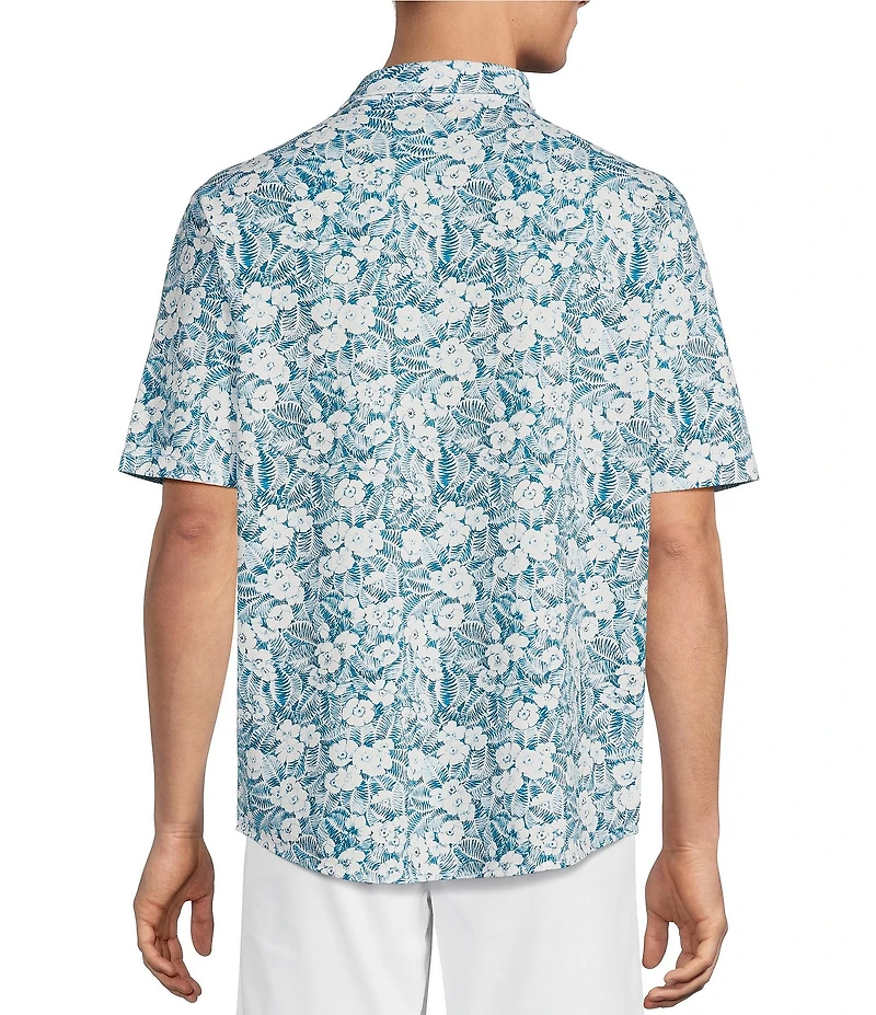Roundtree & Yorke Short Sleeve Floral Print Button Front Shirt