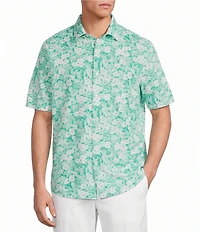 Roundtree & Yorke Short Sleeve Floral Print Button Front Shirt