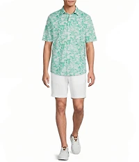 Roundtree & Yorke Short Sleeve Floral Print Button Front Shirt