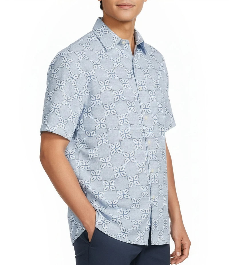 Roundtree & Yorke Short Sleeve Geo Print Hangout Sport Shirt