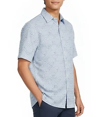 Roundtree & Yorke Short Sleeve Geo Print Hangout Sport Shirt