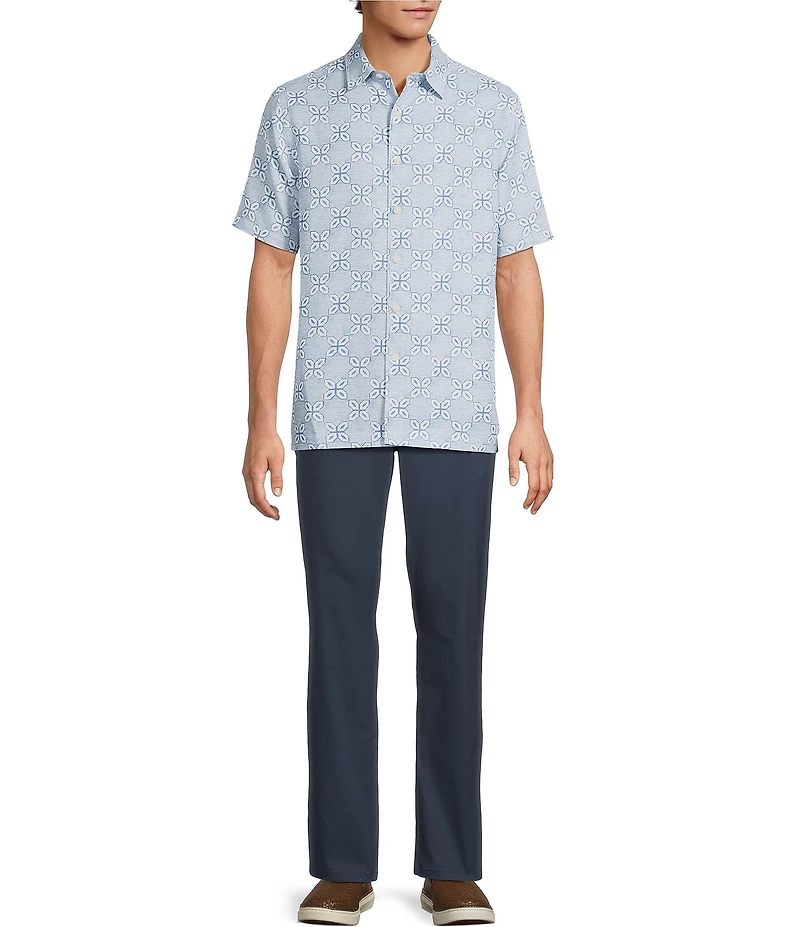 Roundtree & Yorke Short Sleeve Geo Print Hangout Sport Shirt