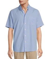 Roundtree & Yorke Short Sleeve Gingham Seersucker Sport Shirt