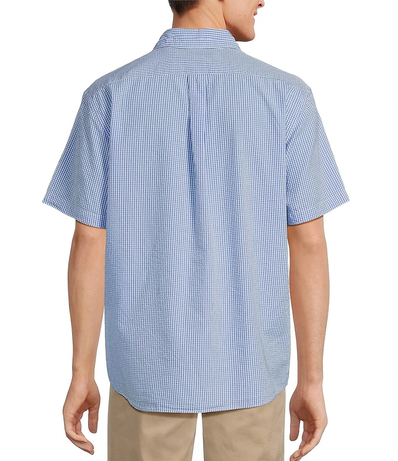 Roundtree & Yorke Short Sleeve Gingham Seersucker Sport Shirt