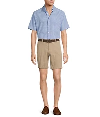 Roundtree & Yorke Short Sleeve Gingham Seersucker Sport Shirt