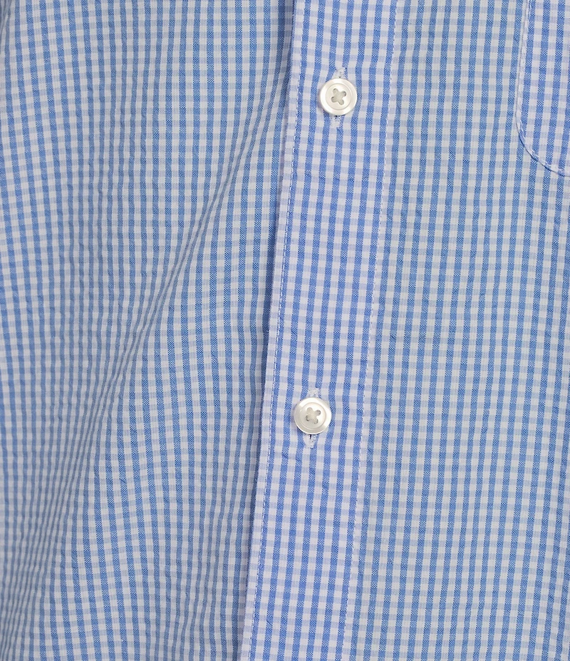 Roundtree & Yorke Short Sleeve Gingham Seersucker Sport Shirt