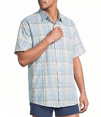Roundtree & Yorke Short Sleeve Heather Large Plaid Sport Shirt