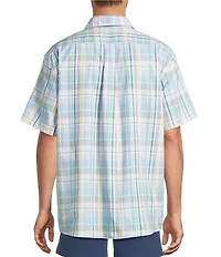 Roundtree & Yorke Short Sleeve Heather Large Plaid Sport Shirt
