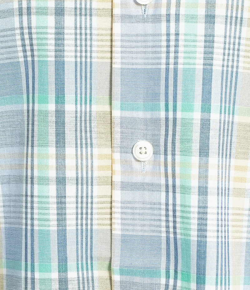 Roundtree & Yorke Short Sleeve Heather Large Plaid Sport Shirt