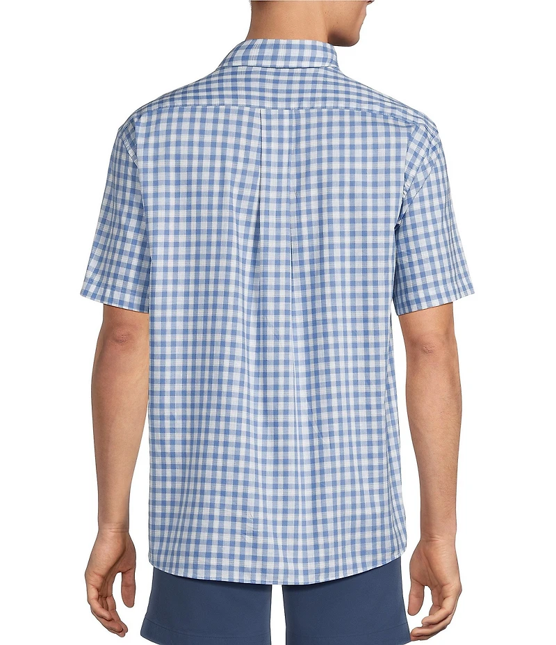 Roundtree & Yorke Short Sleeve Heather Plaid Pattern Sport Shirt