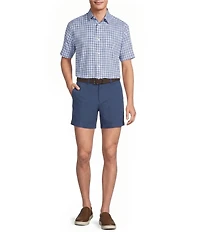 Roundtree & Yorke Short Sleeve Heather Plaid Pattern Sport Shirt