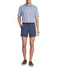 Roundtree & Yorke Short Sleeve Heather Plaid Pattern Sport Shirt