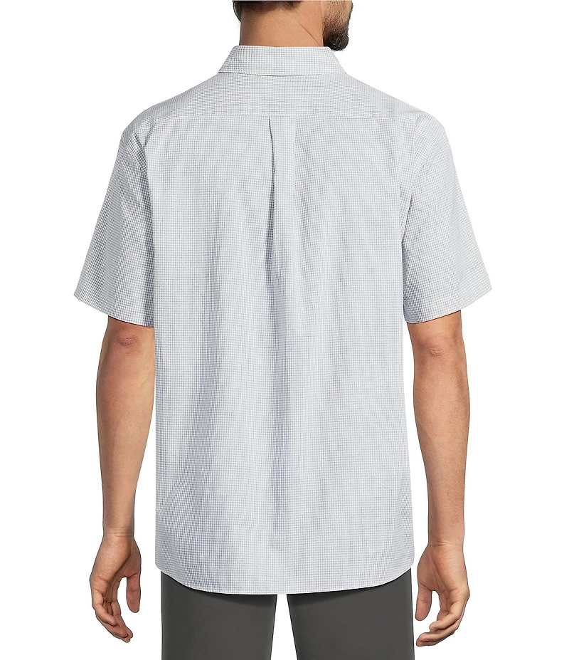 Roundtree & Yorke Short Sleeve Heather Small Gingham Pattern Sport Shirt