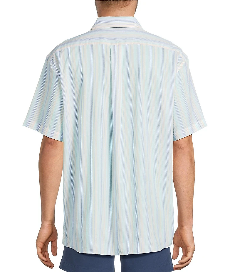 Roundtree & Yorke Short Sleeve Heather Striped Sport Shirt