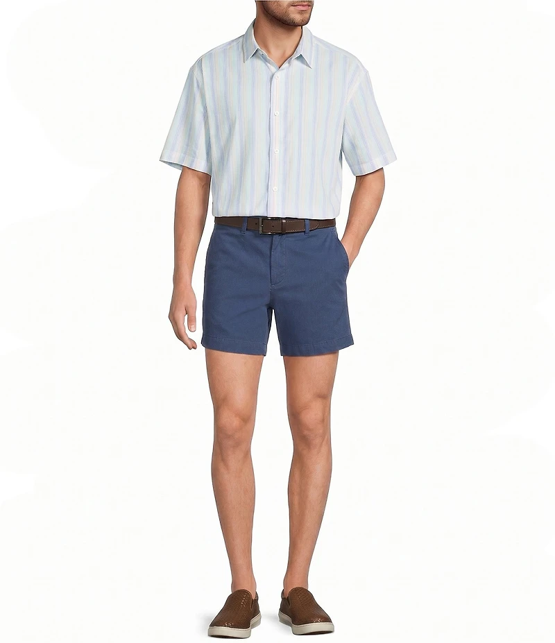 Roundtree & Yorke Short Sleeve Heather Striped Sport Shirt