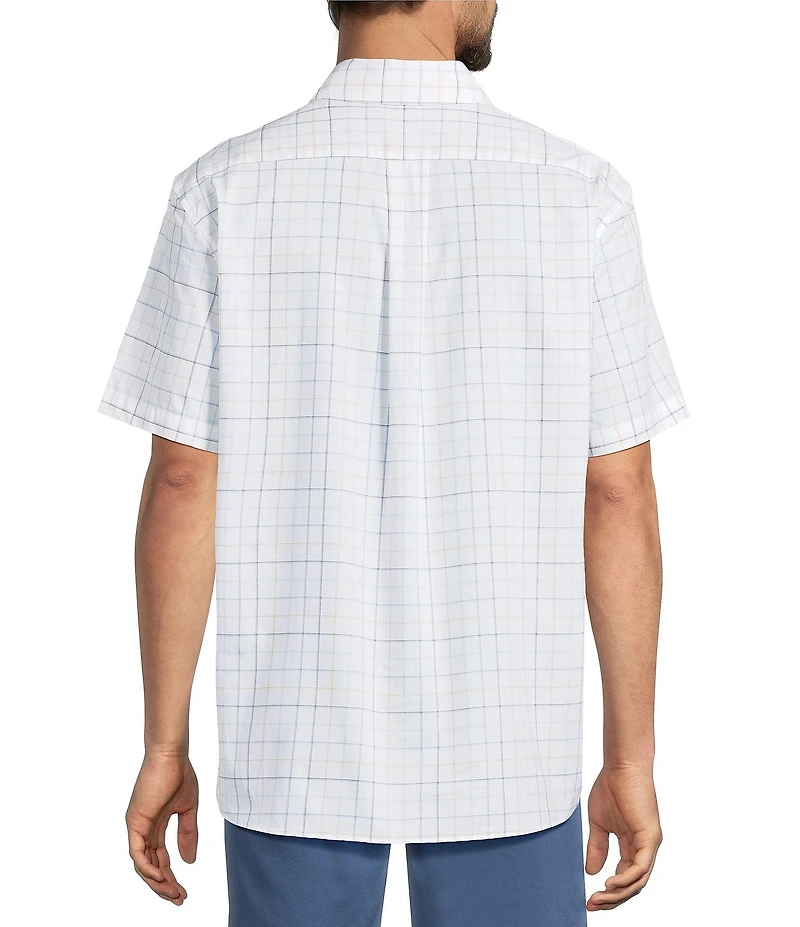 Roundtree & Yorke Short Sleeve Heather Windowpane Sport Shirt