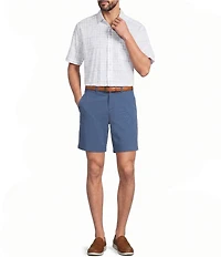 Roundtree & Yorke Short Sleeve Heather Windowpane Sport Shirt