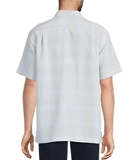Roundtree & Yorke Short Sleeve Jacquard Plaid Polynosic Woven Shirt