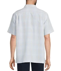 Roundtree & Yorke Short Sleeve Jacquard Plaid Polynosic Woven Shirt