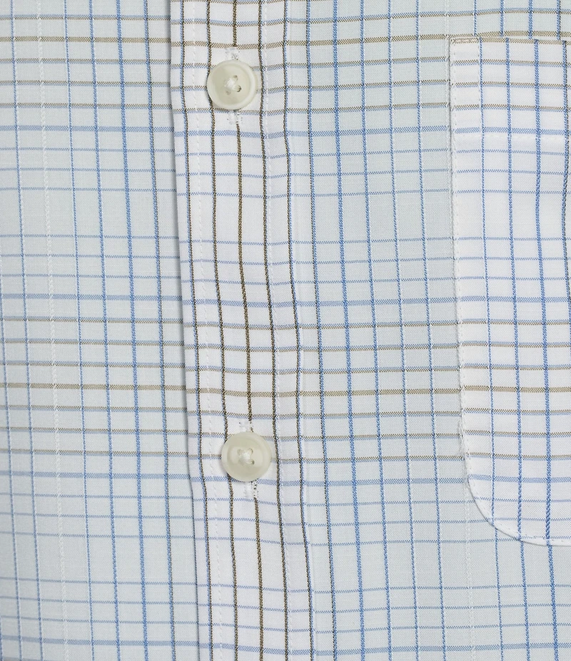 Roundtree & Yorke Short Sleeve Jacquard Plaid Polynosic Woven Shirt