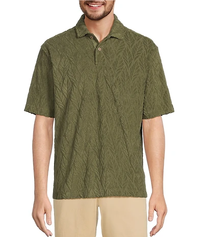 Roundtree & Yorke Short Sleeve Jacquard Terry Polo Shirt