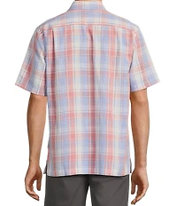 Roundtree & Yorke Short Sleeve Large Plaid Polynosic Sport Shirt