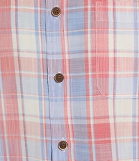 Roundtree & Yorke Short Sleeve Large Plaid Polynosic Sport Shirt