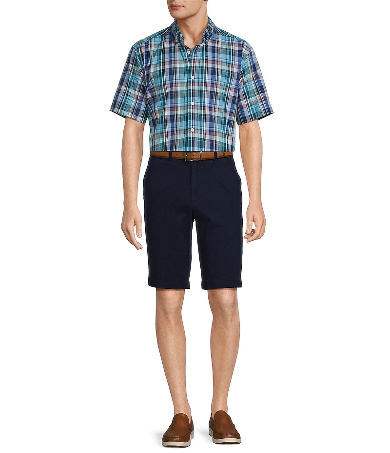 Roundtree & Yorke Short Sleeve Large Plaid Poplin Sport Shirt