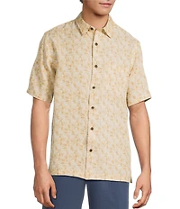 Roundtree & Yorke Short Sleeve Large Tile Print Polynosic Sport Shirt