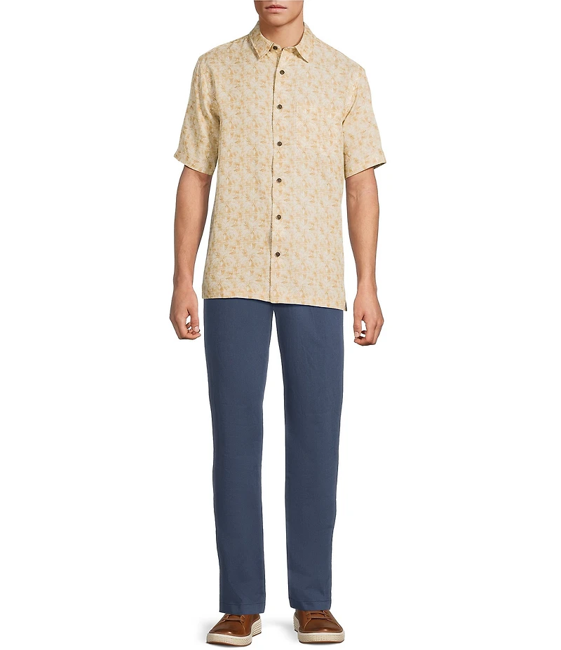 Roundtree & Yorke Short Sleeve Large Tile Print Polynosic Sport Shirt