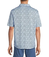 Roundtree & Yorke Short Sleeve Leaf Print Button Front Shirt