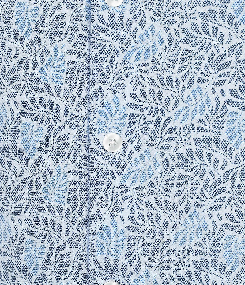 Roundtree & Yorke Short Sleeve Leaf Print Button Front Shirt