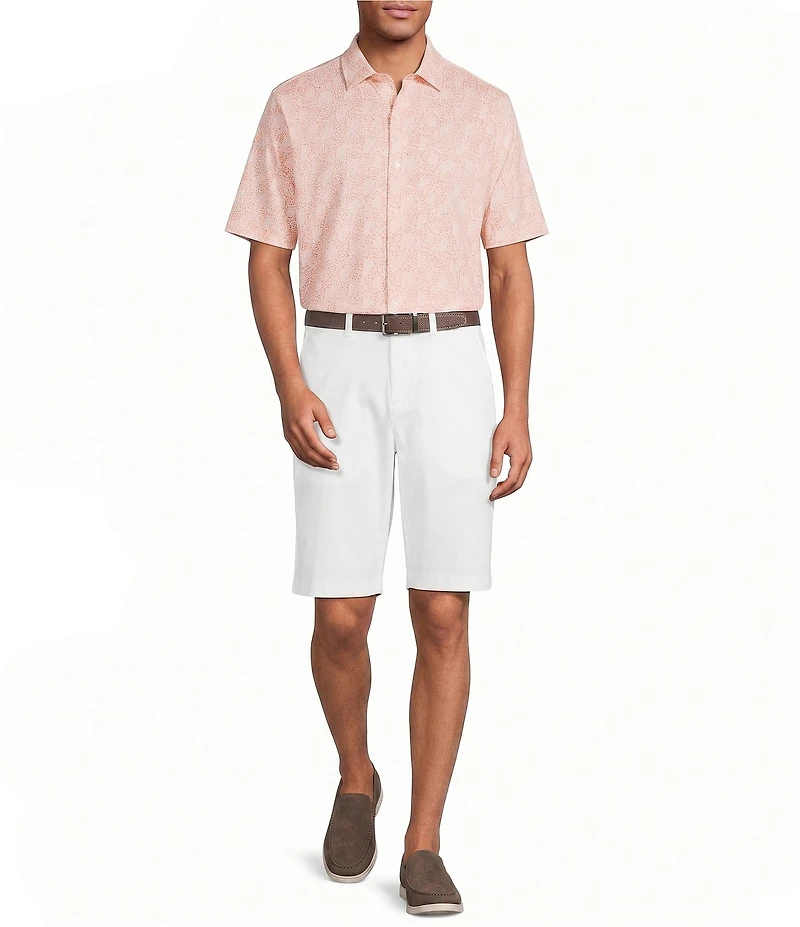Roundtree & Yorke Short Sleeve Leaf Print Button Front Shirt