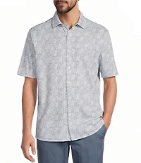 Roundtree & Yorke Short Sleeve Leaf Print Button Front Shirt