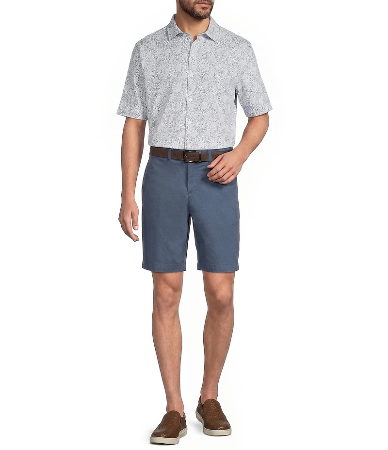 Roundtree & Yorke Short Sleeve Leaf Print Button Front Shirt
