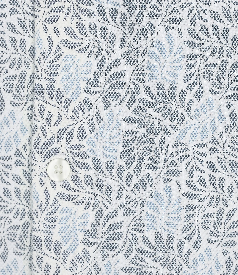 Roundtree & Yorke Short Sleeve Leaf Print Button Front Shirt