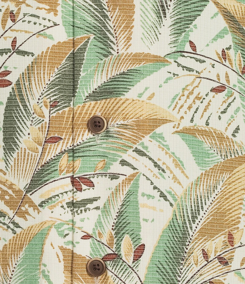 Roundtree & Yorke Short Sleeve Leaf Print Polynosic Camp Sport Shirt