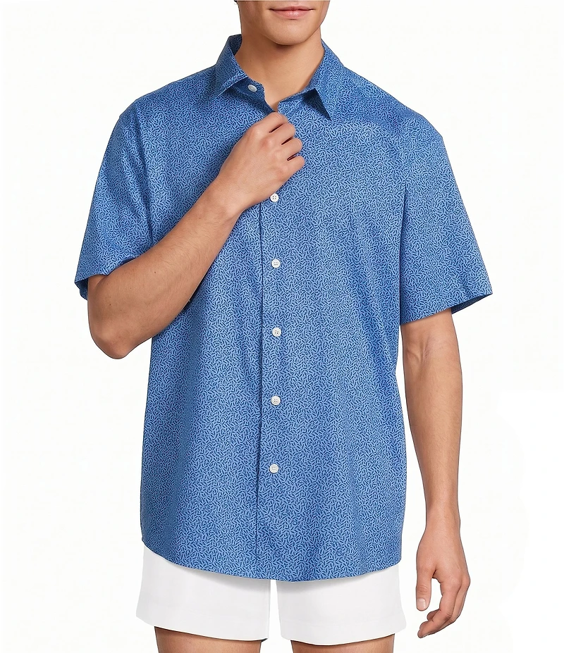 Roundtree & Yorke Short Sleeve Leaf Print Sport Shirt