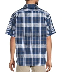 Roundtree & Yorke Short Sleeve Large Plaid Linen Sport Shirt