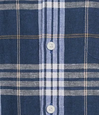 Roundtree & Yorke Short Sleeve Large Plaid Linen Sport Shirt